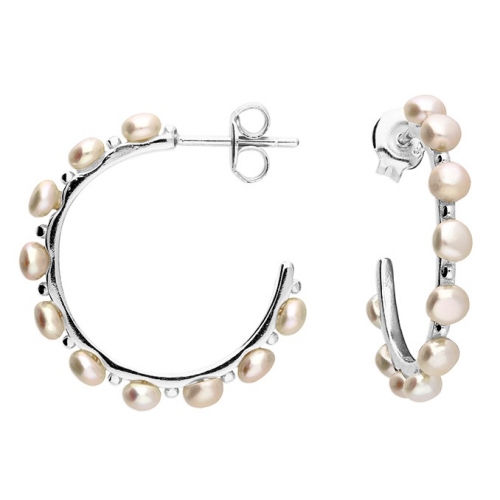 Strieborné kruhové náušnice s perlami