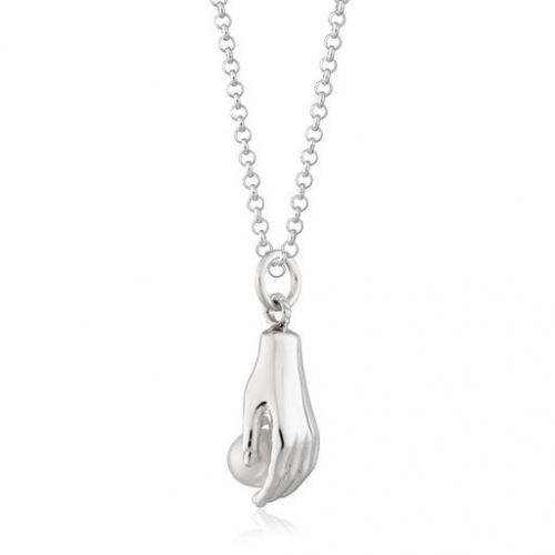 Strieborný náhrdelník Ruka s perlou